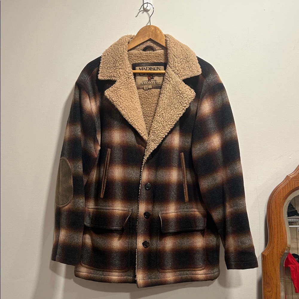 Madison Creek Outfitters wool plaid button up chore jacket size Medium
